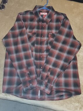 DIXXON "The Count" Red and Black Plaid Long-Sleeve Button-Down Shirt